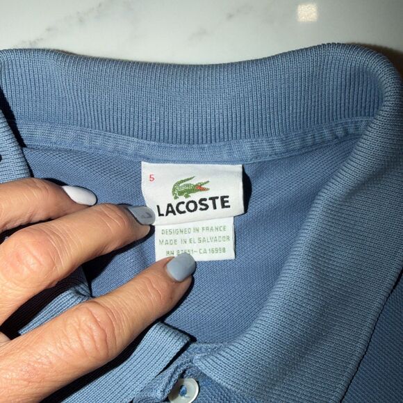 Lacoste Men’s Short Sleeve Polo Blue Size 5 - Picture 2 of 3